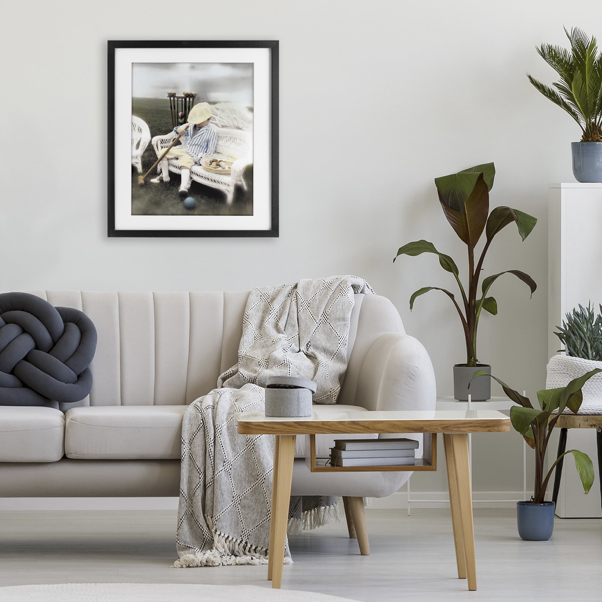 Stupell Industries Child with Croquet Mallet Black Framed Print Under Glass, design by Kendra Dew
