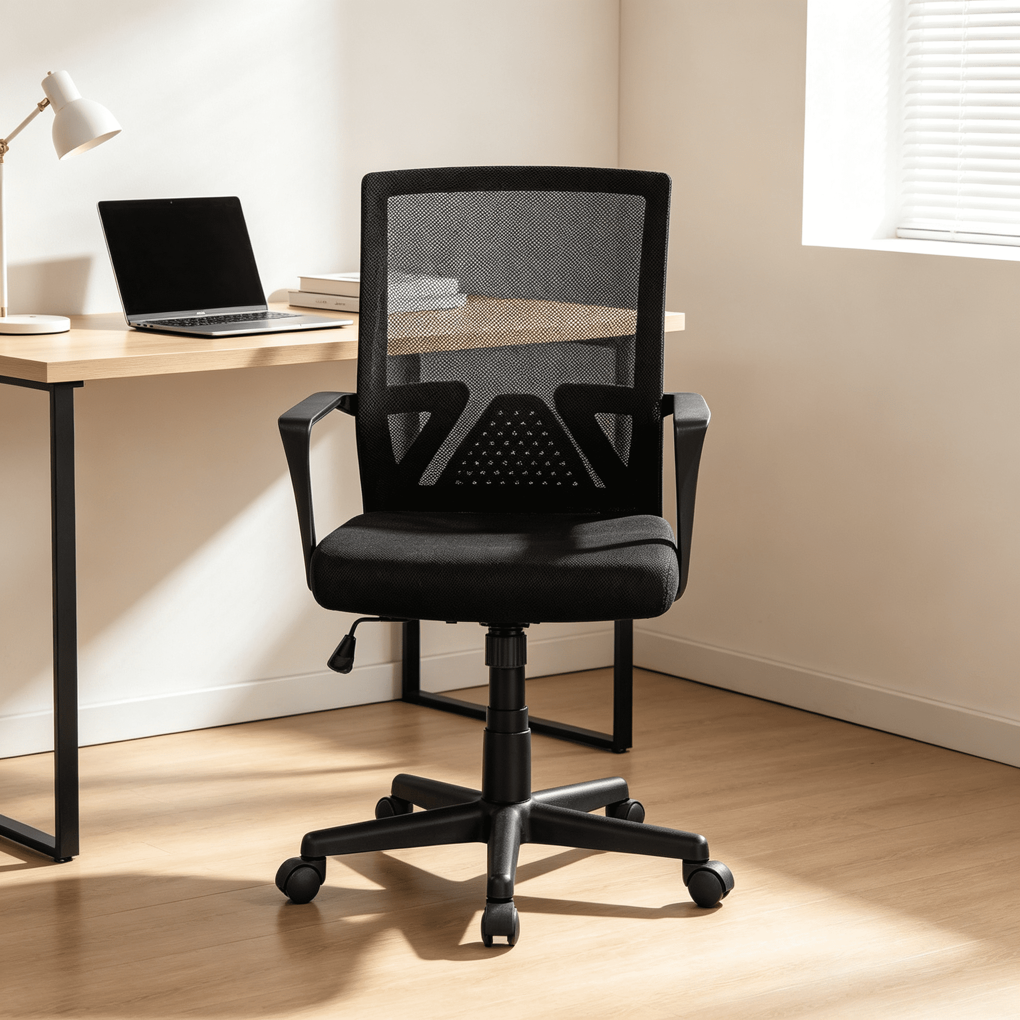 AsterOutdoor Ergonomic Mid-Back Mesh Office Chair with Breathable Back and Foam Seat for Home Office and Desk Work