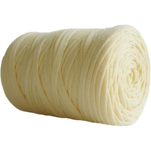 Nvzi 250g 8.1oz Soild Color Fancy Yarns DIY Bag Handbag Carpet Cushion Cotton Cloth T-Shirt Yarn Knitting Crochet Yarn Pet Cave Basket Crochet Bag Fabric Yarn, Light Yellow