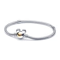 thumbnail image 3 of Pulsera con abalorio de Color plateado para mujer, brazalete deslizante con cierre de barril, cadena de serpiente, flor de Margarita, Color rosa dorado, novedad de 925, 3 of 4