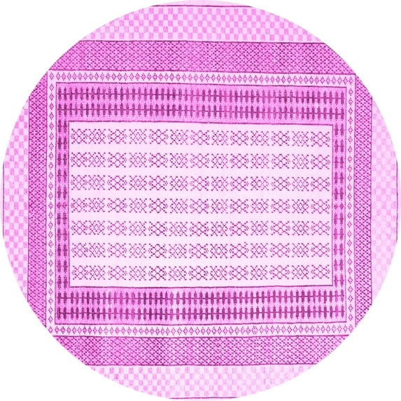 Ahgly Company Indoor Round Abstract Pink Contemporary Area Rugs, 7' Round