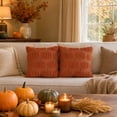 thumbnail image 5 of 2 Pack 18X18 Inch Halloween Throw Pillow Covers Pumpkin Pillow Covers Soft Textured Orange Decorative Throw Pillow Covers for Couch Bed Halloween Fall Home Decor, 5 of 7