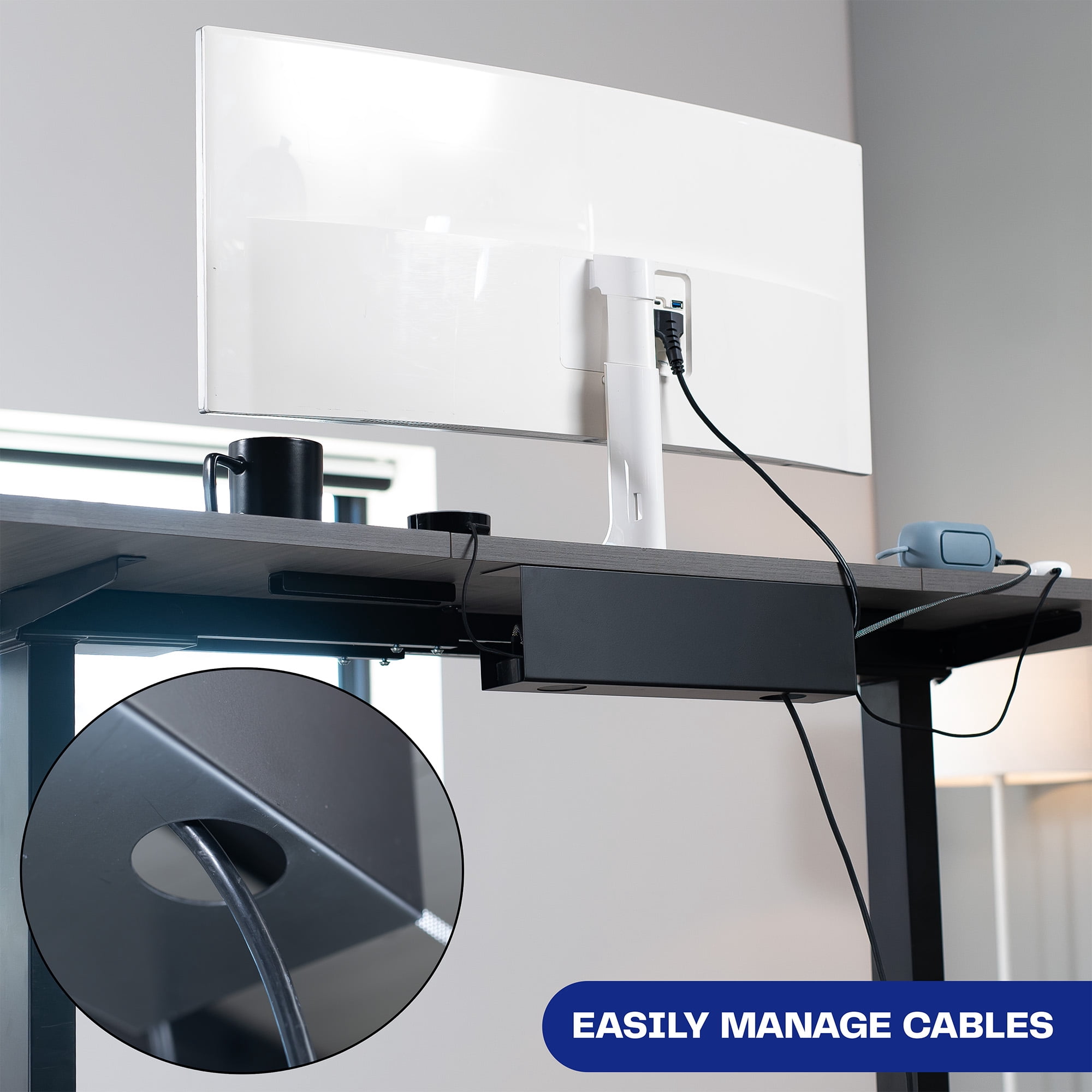 VIVO Black Under Desk 17" Cable Management Tray, Wire Organizer, Cord Holder