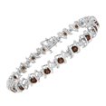 thumbnail image 3 of .925 Sterling Silver, Lab-Grown Gemstone and 1/6 Cttw Round Diamond Tennis Bracelet (H-I Color, I1-I2 Clarity) - Created Garnet, January Birthstone, 3 of 8