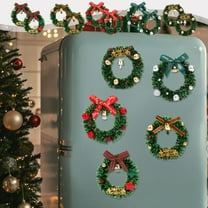 Wzzjkit Christmas Refrigerator Magnets Magnetic Christmas Wreath Magnets for Refrigerator Stickers Decoration Xmas Stickers for Fridge Metal Door Garage
