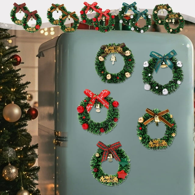 Magnetic Wreath under $5! CQCYD Magnetic Christmas Wreath, Mini Fridge Magnet Decor, Simulation Holiday Ornament, Festive Refrigerator Accessory, Decorative Magnetic Decor