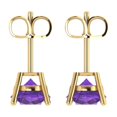 thumbnail image 4 of 4 Ct Round Cut Studs Purple Natural Amethyst 14K Yellow Solid Solid Gold Everyday Dainty Earrings Push Back, 4 of 7
