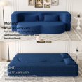 thumbnail image 3 of 78" Convertible Folding Sofa Bed, Queen Sleeper Sofa with Pillow, Modern Teddy Fabric Floor & Futon Loveseat Couch, Foam Folding Mattress Sleeper for Living Room, Guest Use, Office, Apartment, 3 of 9