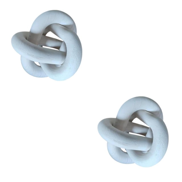 Bearachild Nudo de tallado a mano para decoración de estantería, 3 eslabones, color blanco Blanco 12 cm 2piezas