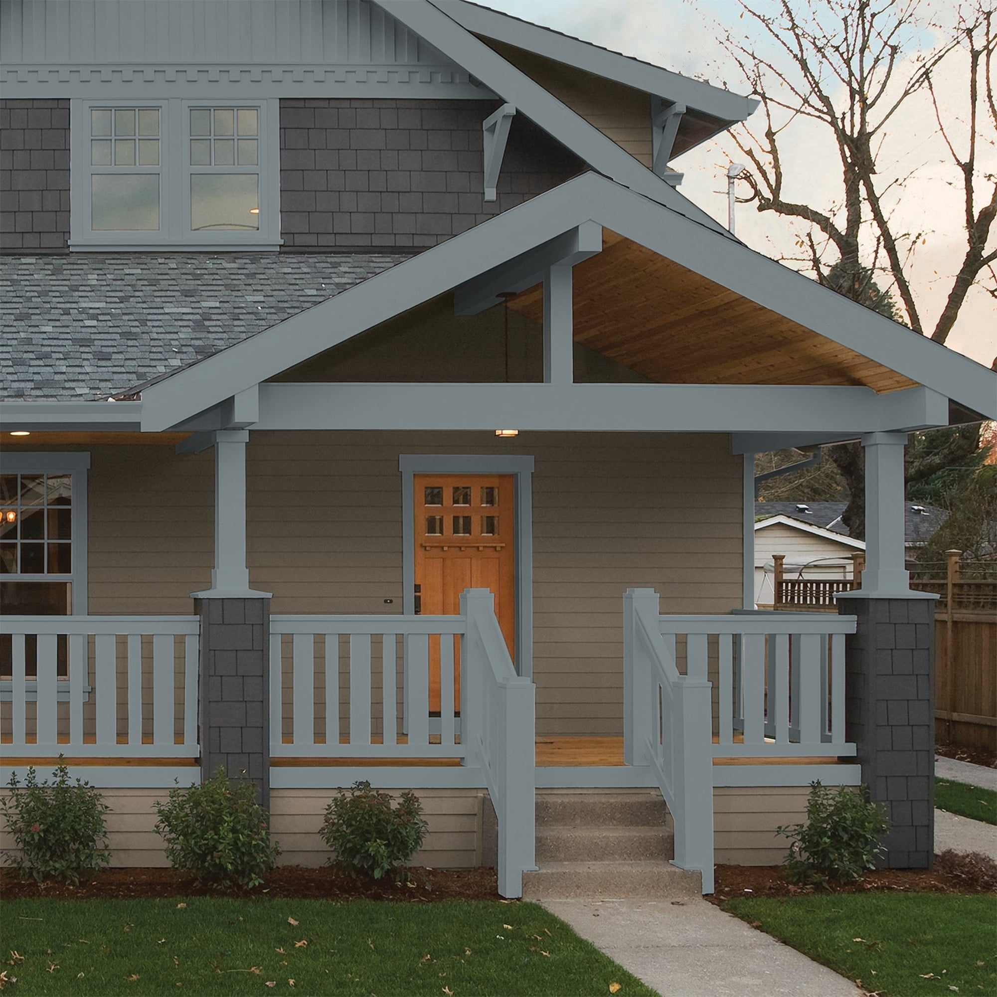Glidden HEP Garrison Gray / Grey Semi-Gloss Exterior Paint with Primer, 1 Gallon
