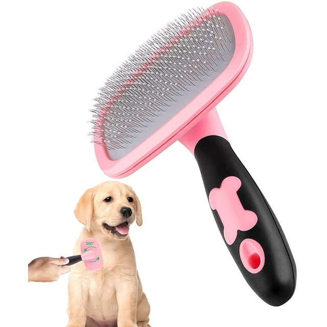 Cepillo para Perros y Gatos Peine de Aseo para Perros y Gatos de Pelo Largo y Corto - Rosa