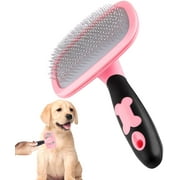 Slicker Brush Large,360 Degree Rotation Flexible Slicker Brush for Long Haired Dog, Pet Dog Cat Slicker Brush, Pet Teezer Brush (Large, Pink)