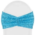 thumbnail image 1 of 1 Pc, Glitz Ruffle Sequin Spandex Banquet Chair Band Sash 9" X 13.5"- Aqua Blue For Weddings, Baby Showers, Anniversary Parties, Quinceaneras, 1 of 1