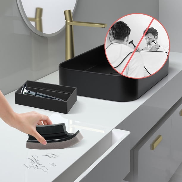 Juego de cepillo para limpieza de barba y estante de almacenamiento, recogedor de pelo para fregadero, herramienta de limpieza de afeitado fácil de usar para hombres, accesorio de aseo para el baño