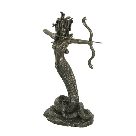 Veronese Design 9" Furious Medusa Shooting Arrow Resin Sculpture Bronze Finish