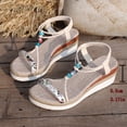 thumbnail image 6 of Espadrilles for Women Open Toe Wedge Sandals Boho Braided Band Beaded T-Strap 2026 Beach Vacation Shoes White Size 6, 6 of 8