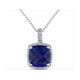 5.85 Carat (ctw) Collier Pendentif Saphir Bleu et Diamant en Argent Sterling avec Chaîne – image 1 sur 4