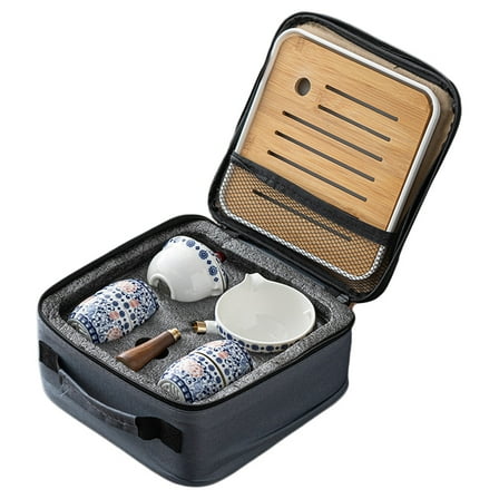 Raindrops 1 set of Travel Tea Set Portable Tea Cups Tea Pot Ceramic Tea Sets with Storage Bag