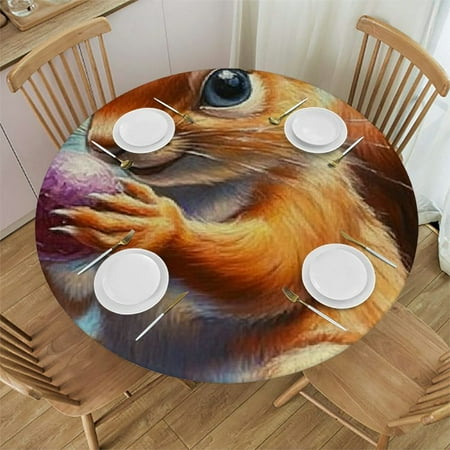 

Patifu Squirrel Theme Round Tablecloth Stain-Resistant and Washable Ideal for Indoor and Outdoor Use 100% Polyester Waterproof Fabric Various Sizes Available 54 -58