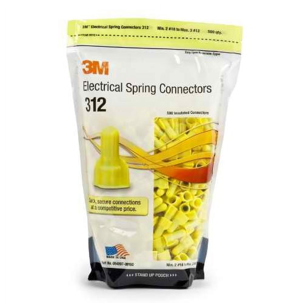 3M Electrical Spring Connectors, Model 312, Yellow, 100-Piece