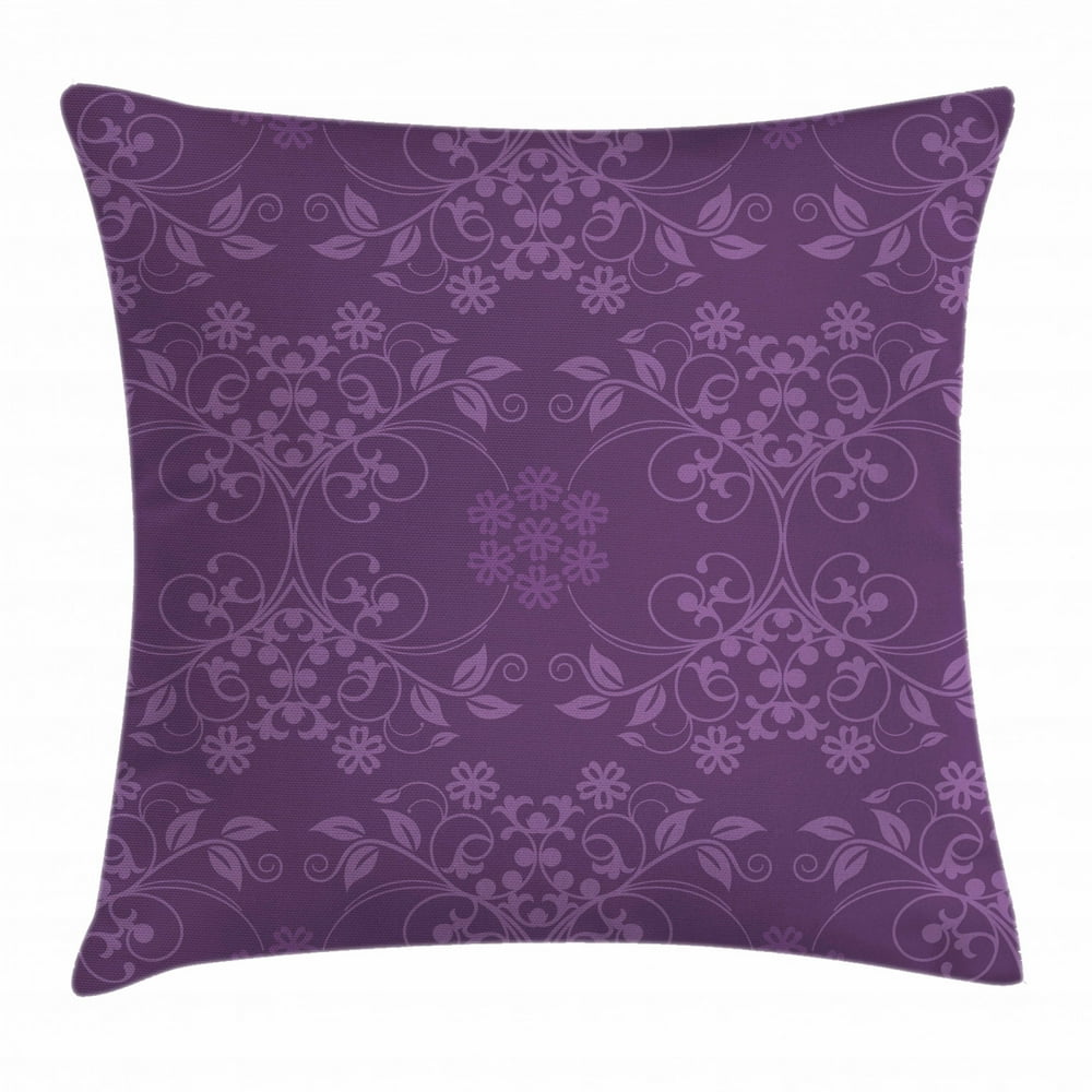Eggplant Throw Pillow Cushion Cover, WellFormed Flowers on