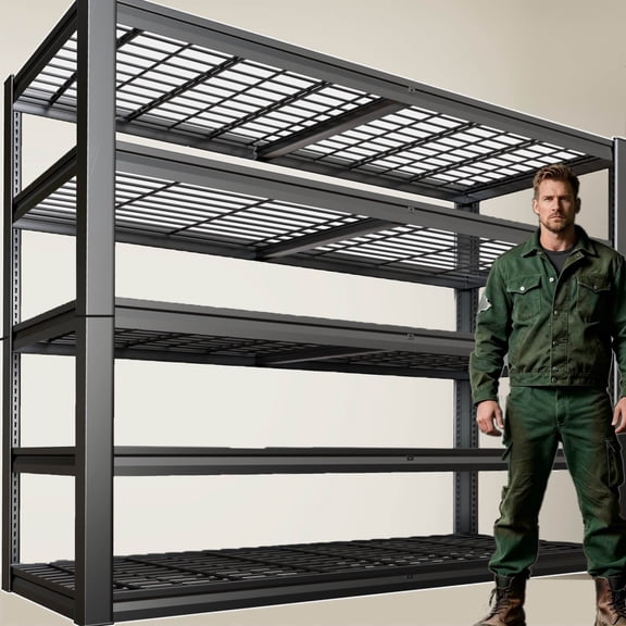 SKZNSA 5 Tier Storage Shelves, 68" W Garage Shelving Heavy Duty Metal Adjustable Garage Shelves, Shelving Units Industrial Shelving for Warehouse, 68" W x 18" D x 68" H,Black