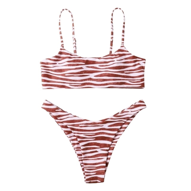 Traje de baño sexy para mujer, traje de baño de 2 piezas con rayas estampadas, trajes de baño para mujer Fridja nalpqowj57248