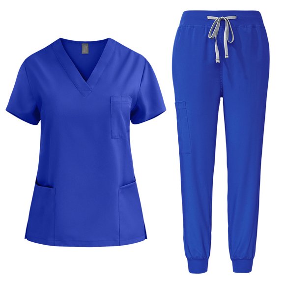 Cameland Scrub Set for Women, Modern V Neck Scrub Top & Jogger Pant with Multi Pockets Professionals Soft Stretch Athletic Nursing Uniform Workwear