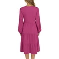 thumbnail image 4 of UVN Fall Dresses for Women Long Sleeve V Neck Midi Dress Casual Loose Flowy Swing Tiered Dress with Pockets, 4 of 8