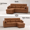 thumbnail image 3 of Muumblus 82" Convertible Sectional Sofa Bed with Cup Holders, Storage Chaise, L-Shaped Sofa Sleeper Couch Bed for Living Room, Brown Faux Leather, 3 of 6