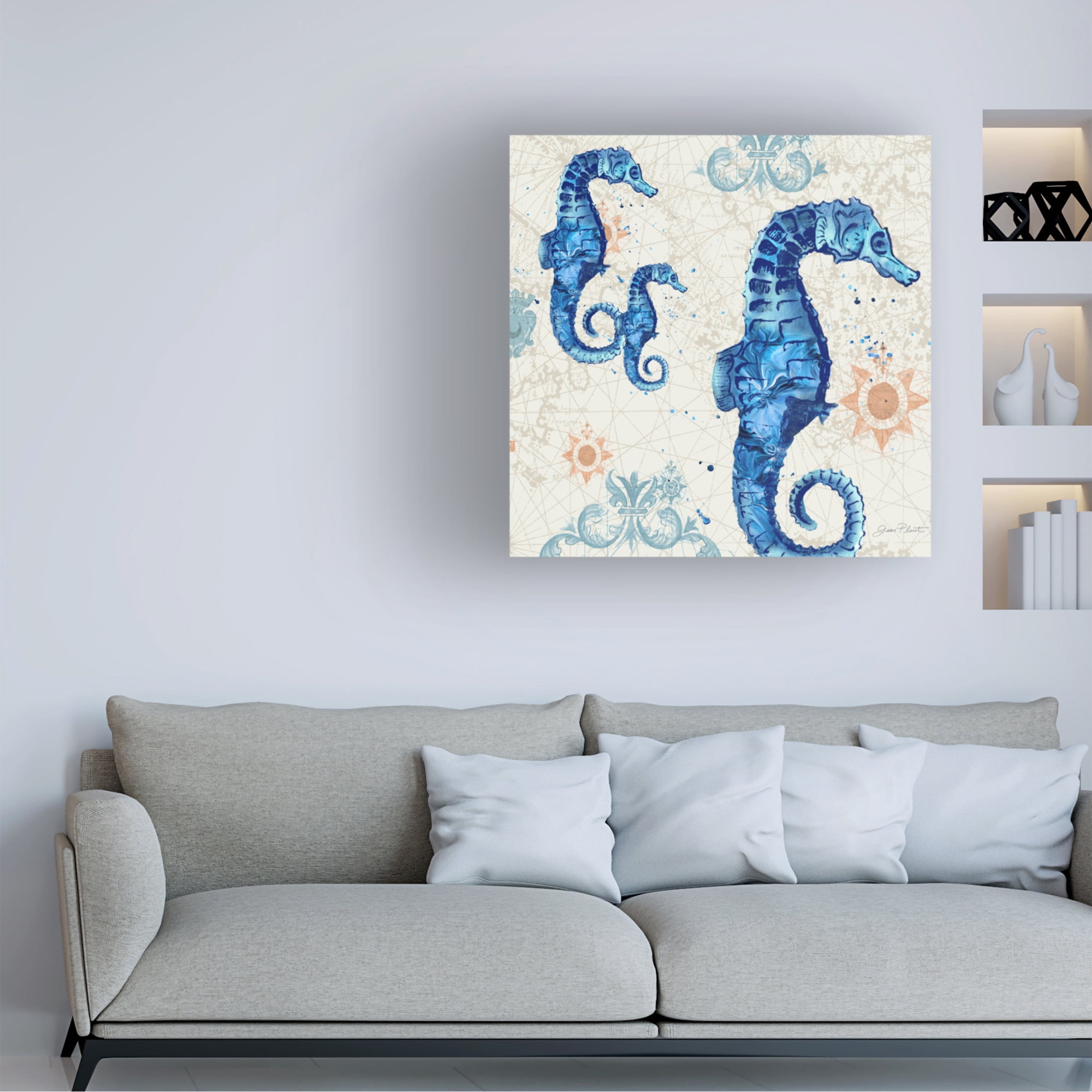 Canvas Wall Art - Jean Plout 'Coastal Collection B' Wall Art for Living Room, Bedroom, or Office Décor by Trademark Fine Art - 18 x 18 Inches