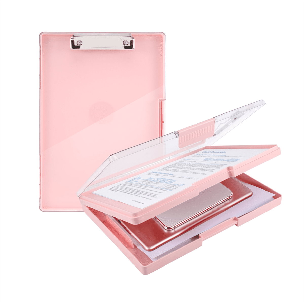 1 * A4 clipboard with storage space-Pink