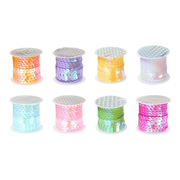 Uxcell 8 Roll 40 Yards Flat Sequin Strip 6mm Sequins Trim for Crafts DIY Sewing 8 Color