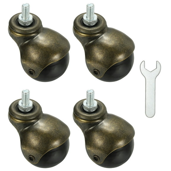 Uxcell 2" Ball Caster Wheels, 4 Pcs Threaded Stem Caster 360 Degree Movable Rotatable Caster Wheels for Furniture,bronze
