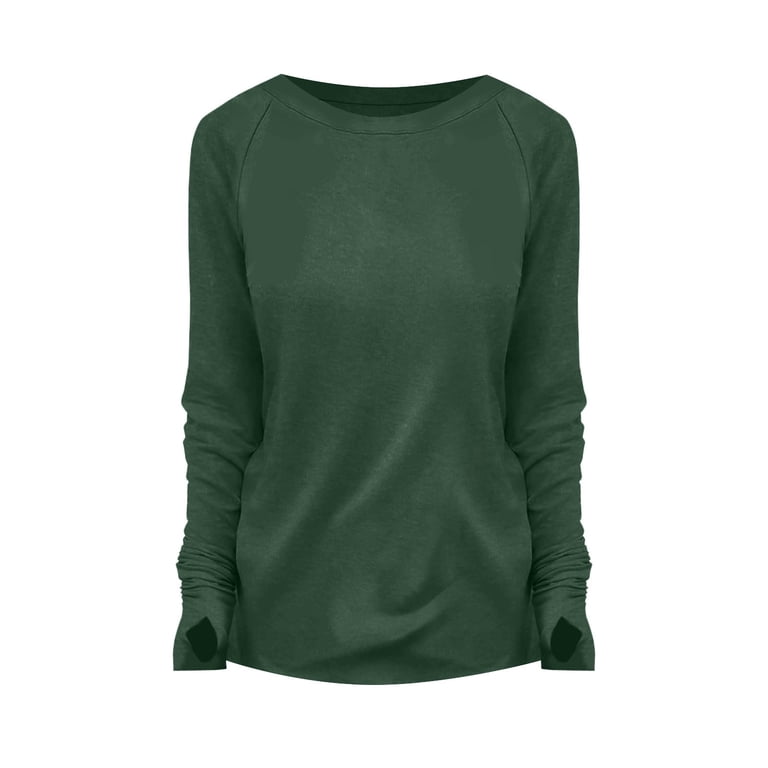 OFEEFAN Women's Long Sleeve Tunic Top - Casual Fall Shirt In Army Green