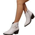 thumbnail image 4 of EKVAHL Women's Pointed Toe Ankle Boots, Chunky Mid Heel Zip Booties, Short Boots for Office Fall Occasions White, 4 of 6