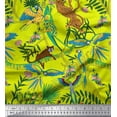 thumbnail image 1 of Soimoi polyester Crepe Fabric Branches,Parrot & Leopard Jungle Printed Fabric 1 Yard 52 Inch Wide, 1 of 3