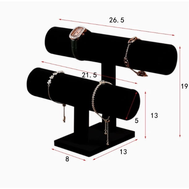 (Accesorios no incluidos) Soporte for pulsera de terciopelo de doble capa, soporte for exhibición de pulsera, estante for almacenamiento de pulseras, soporte for joyería, soporte for reloj