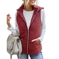 thumbnail image 4 of 2023 Charella Women's Sleeveless Hooded Puffer Vest Quilted Jackets Zip up Winter Coats Red,L, 4 of 7
