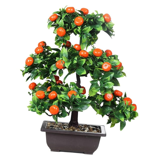Bonsái de Frutal Artificial de 13 Pulgadas de Alto, Decoración de Mesa, Centro de Mesa Resistente para Decoración de Oficina en El Hogar, Naranja