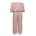 thumbnail image 7 of BESEW7 Off Shoulder Jumpsuits for Women, Summer Casual Loose Rompers with Pockets Roll Up Sleeve Elastic Waist for Daily Beach Vacation Pink S, 7 of 7