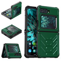 SaniMore for Motorola Moto Razr 6.7" Folding Armored Case, Rugged PC & TPU Bumpers Magnetic Cover Support Wireless Charging Military Grade Shockproof Heavy Duty Protective Shell, Armygreen