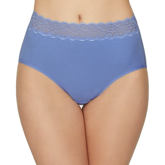 Women's Vanity Fair 13396 Flattering Lace Cotton Stretch Brief Panty (Mockingbird 9)