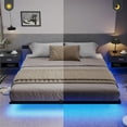 Modern Floating King Size Bed Frame with LED Lights, EasytoAssemble