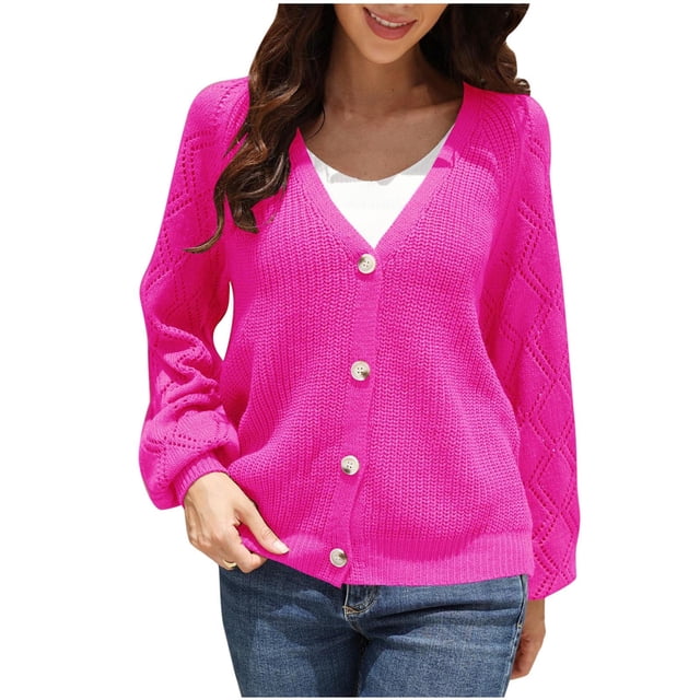 Mgmyaa Women's V-Neck Knit Cardigan Long Sleeve Solid Open Front Casual Sweater Jacket Lightweight Layering Spring Fall Fashion Tops