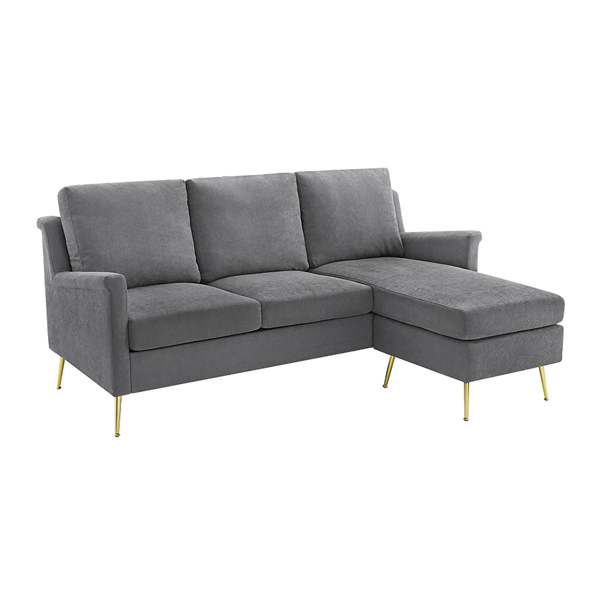 Apartment Sectional with Gold Legs, Grey - image 5 of 9
