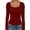 Red, variant on SNKSDGM Female T-Shirts Long Sleeve Shirts for Women Working Out Women's Basic Ribbed Knit Square Neck Long Sleeve T Shirt Fall Fashion Casual Stretch Fit Comfortable Top for Girls and Teens L