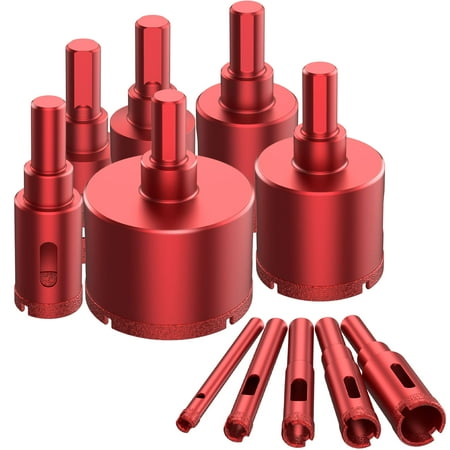 

Threns 11Pcs Hole Cutter Set 6-50mm Carbon Steel Diamond Coating Hole Saw Set Sharp Wear Resistant Hollow Core Drill Bit Set for Tile Glass Porcelain Ceramic Granite Marble