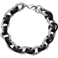 thumbnail image 2 of Stainless Steel Textured and Black Rubber Bracelet, 9, 2 of 7
