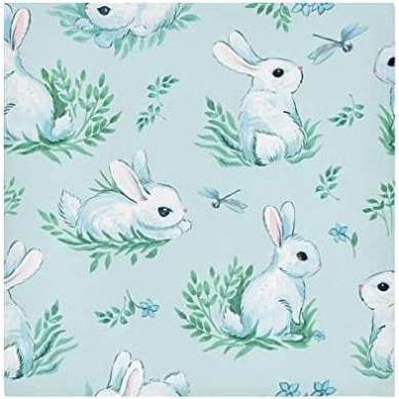 Coolnut Easter Bunny Cloth Napkins Set of 6, Oversized Washable Reusable Polyester Dinner Table Napkins for Family, Restaurant, Party Decor, 20 x 20 Inch